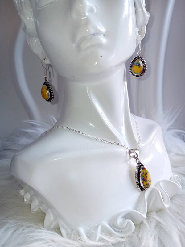 Parure Jaspe Mosaïque serti  - Argent Sterling