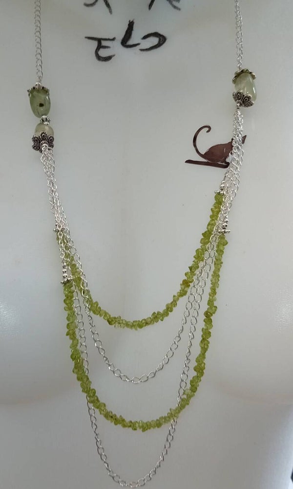 Collier multirang en Peridot naturelle Argent Sterling 925