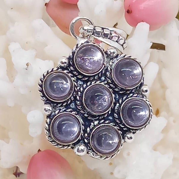 Pendentif Améthyste naturelle x7 argent sterling 925