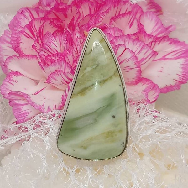 Bague Larsonite naturelle sertie - Argent Sterling 925 - Taille 53