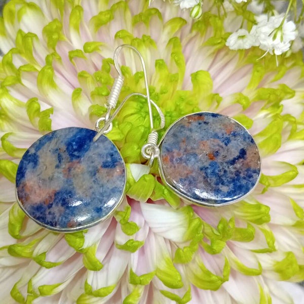 Boucles d’oreilles pendantes Sodalite en argent sterling 925