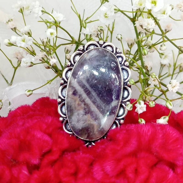 Bague texturée Fluorite en Argent Sterling 925 - taille 60