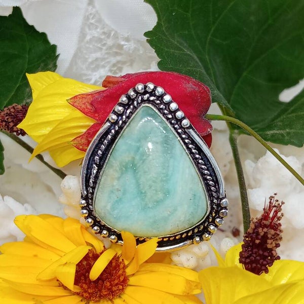 Bague Hémimorphite naturelle sertie - Argent Sterling 925 - Taille 64