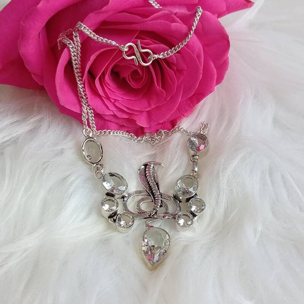 Collier de Topaze blanche x9 naturelles serties - Boa texturé - Argent Sterling 925
