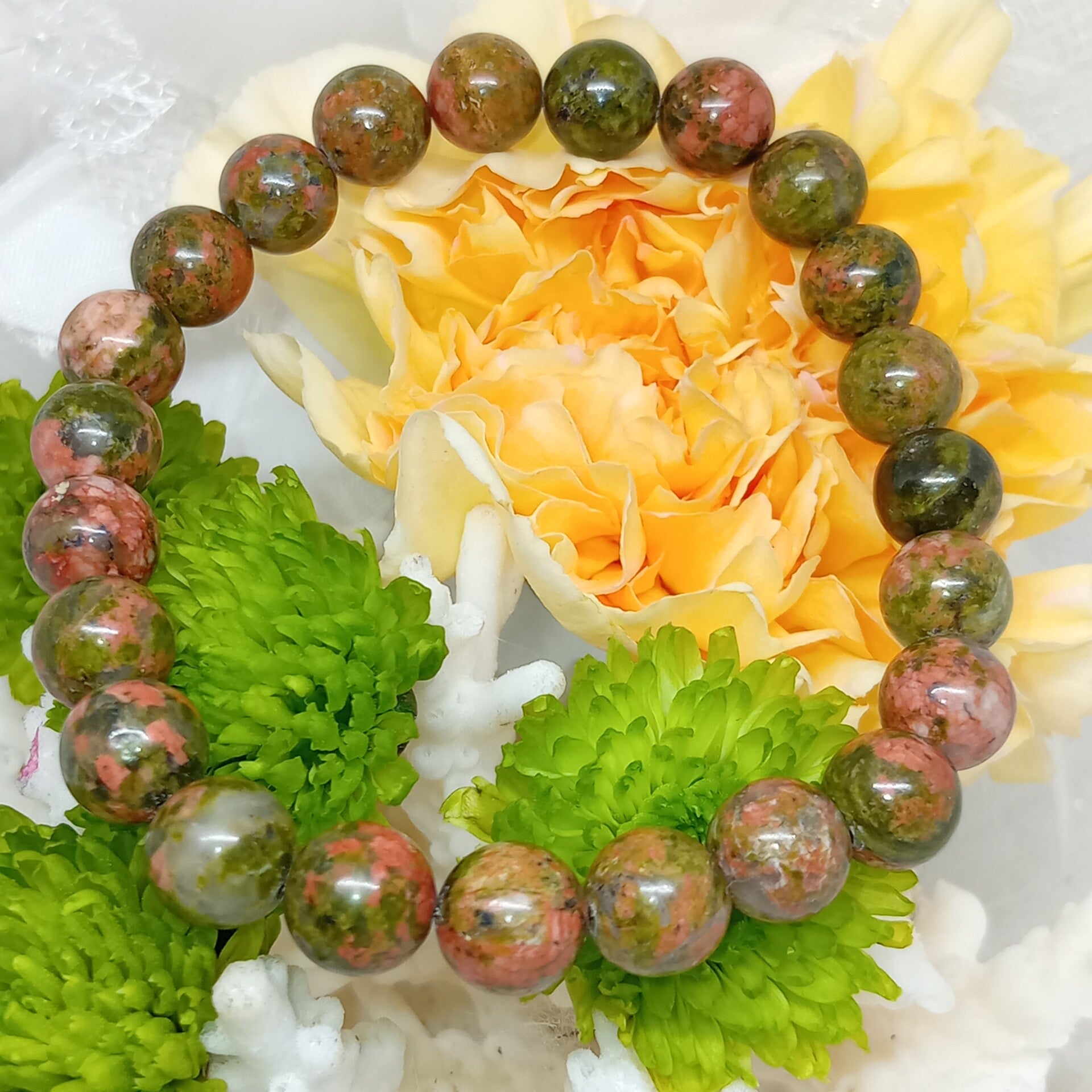 Bracelet en Unakite naturelle 8mm