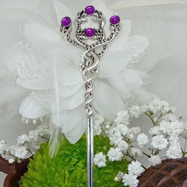 Coupe Papier Serpents Entrelacés & Cabochons violets