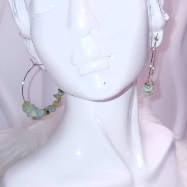 Boucles d'Oreilles créoles Turquoise naturelle