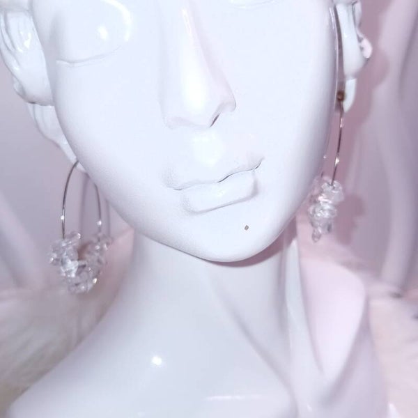 Boucles d'Oreilles créoles Cristal de Roche naturel