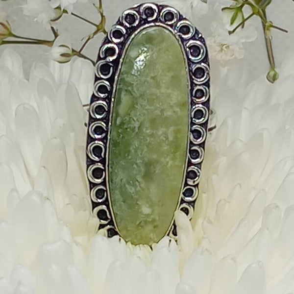 Bague Larsonite naturelle sertie - Argent Sterling 925 - Taille 61