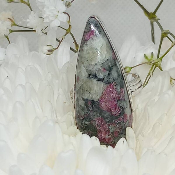Bague Eudialyte naturelle sertie - Argent Sterling 925 - Taille 58