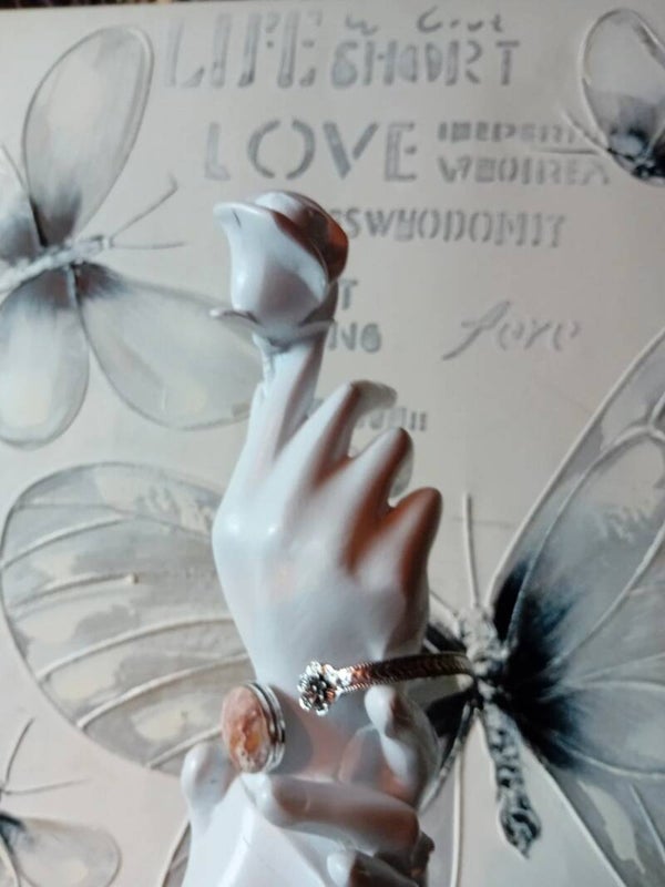 Bracelet Agate Dentelle Laguna du Mexique - Ajustable - Argent Sterling 925