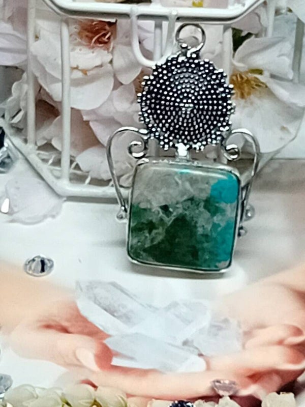 Pendentif Chrysocolle sertie - argent sterling 925