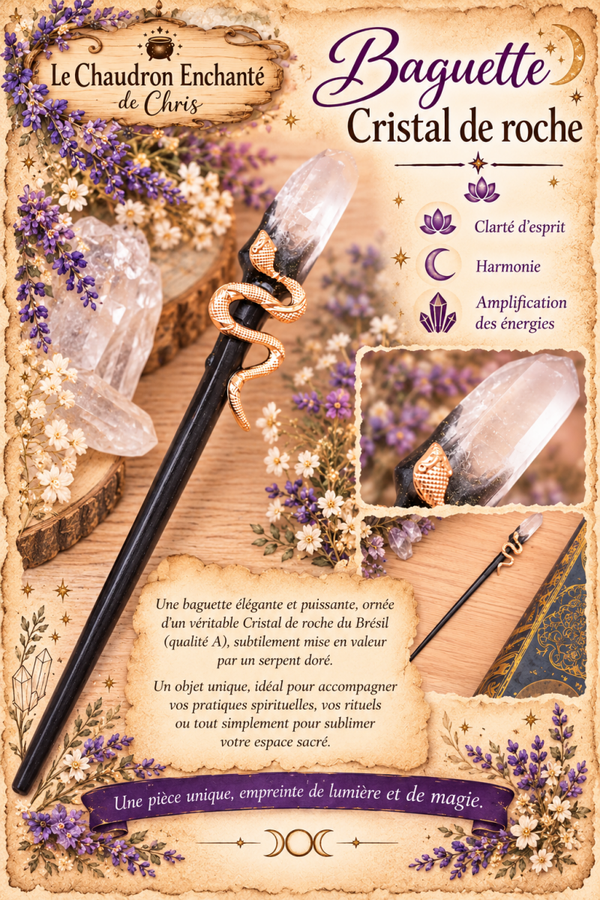 Baguette Cristal de Roche  - Pierre naturelle  - Qualité A