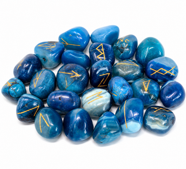 Pierres Runiques Onyx Bleu et son sachet