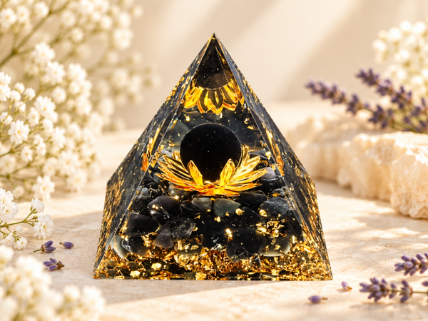 Orgonite Pyramide Obsidienne noire de 8cm