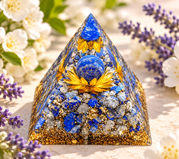 Orgonite Pyramide Lapis-Lazuli de 8cm