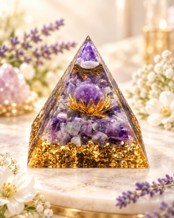 Orgonite Pyramide Améthyste 8cm