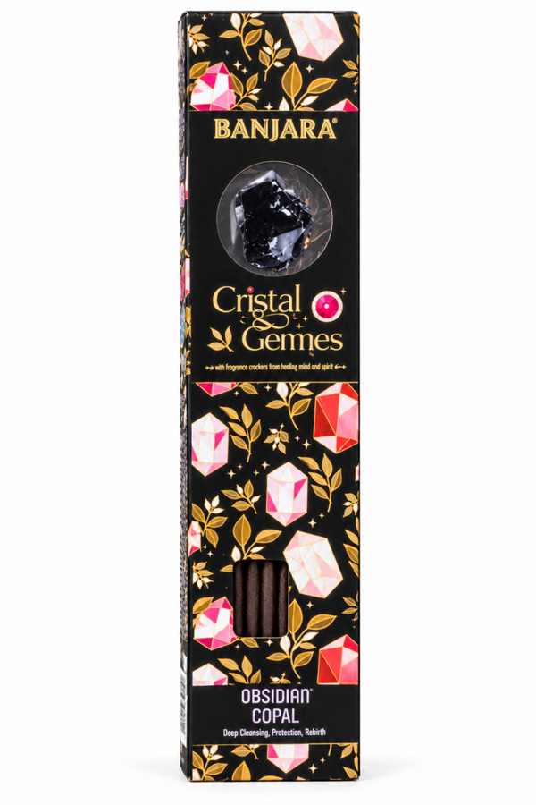 Encens Banjara Cristal Gemmes - Obsidienne & Copal
