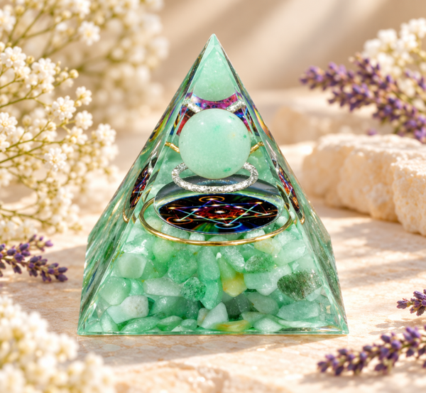 Orgonite Pyramide Aventurine verte Métatron 8cm