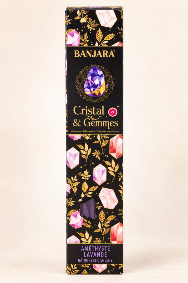 Encens Banjara Cristal Gemmes - Améthyste & Lavande