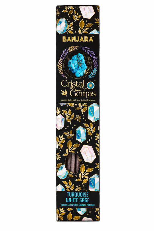 Encens Banjara Cristal Gemmes - Turquoise & Sauge Blanche
