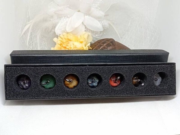 Coffret de 7 citrouilles chakras pierre naturelle