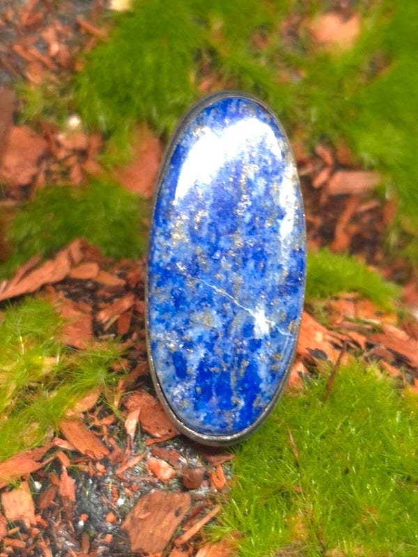 Bague Lapis-lazuli naturel serti - Argent Sterling 925 - Taille 55