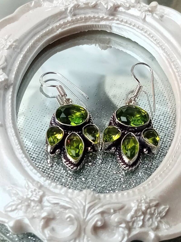 Boucles d'oreilles Péridot - Argent Sterling 925 - Pièce unique