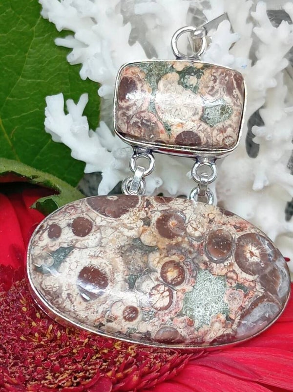 Sublime pendentif Jaspe Vipère serti