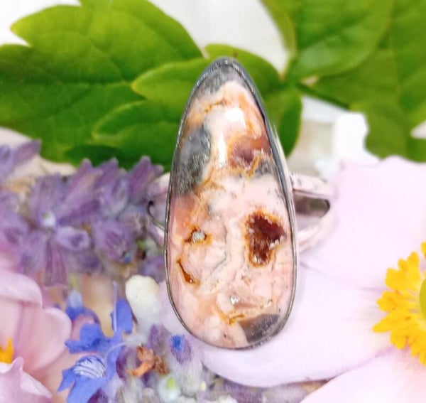 Bague Rhodochrosite naturelle argent sterling