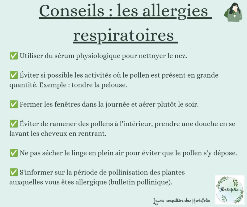 Listes de conseils simples en cas d'allergies respiratoires