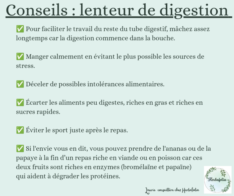 Liste de conseils simples en cas de lenteur de digestion