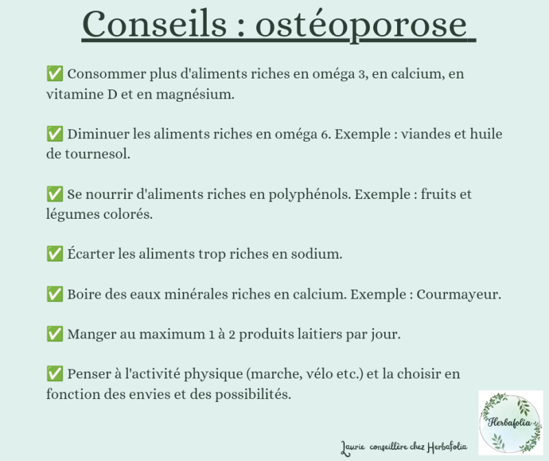 Liste de conseils en cas d'ostéoporose