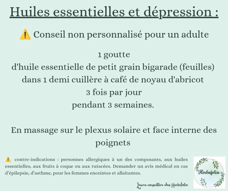 Aromathérapie et huile essentielle :  exemple de conseil bien-être