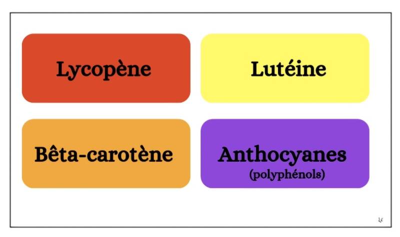 La couleur des différents antioxydants