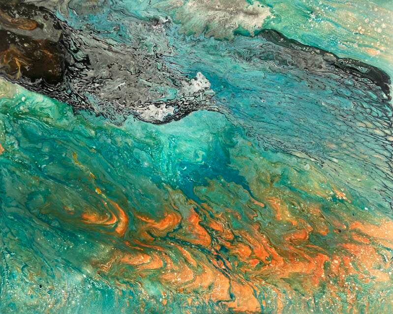 The devastation before viewing painting