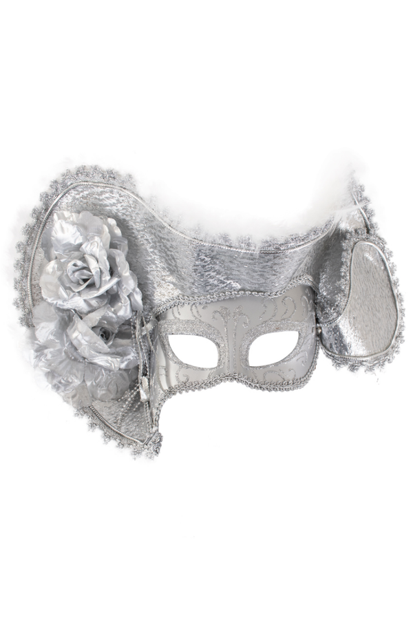Oogmasker Venetie met hoed zilver