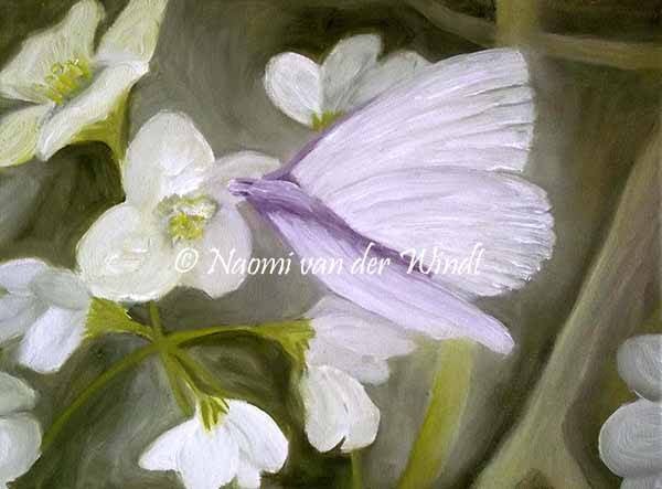 009 Vlinder met bloemen - kunstreproductie