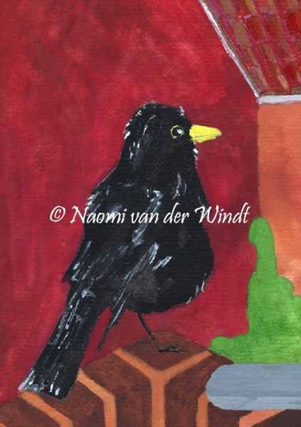 013 Merel - dubbel gevouwen kunstkaart incl. envelop