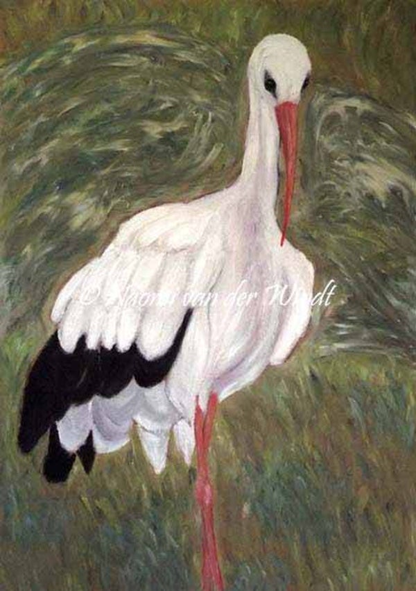 017 Ooievaar - dubbel gevouwen kunstkaart incl. envelop