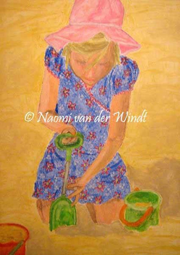 033 Meisje op het strand - kunstreproductie