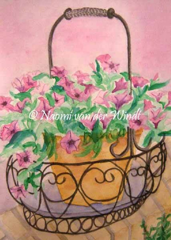 035 Paarse bloemen - dubbel gevouwen kunstkaart incl. envelop