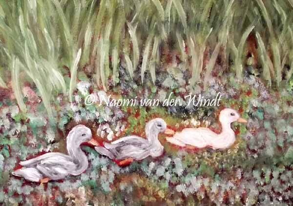 039 Jonge eendjes - dubbel gevouwen kunstkaart incl. envelop