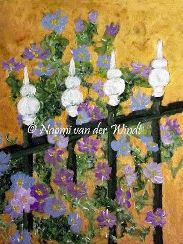 083 Bloemen met hekje - kunstreproductie