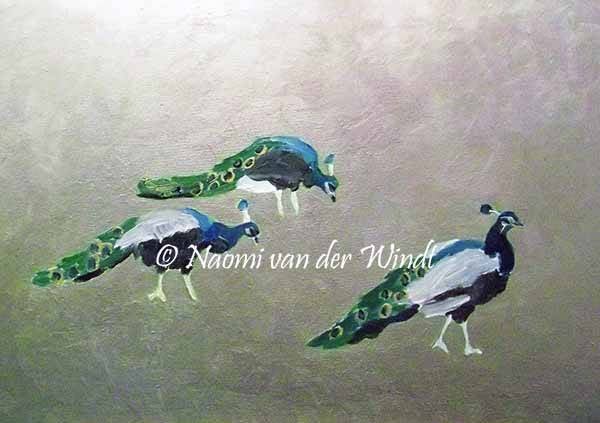 105 Pauwen - dubbel gevouwen kunstkaart incl. envelop