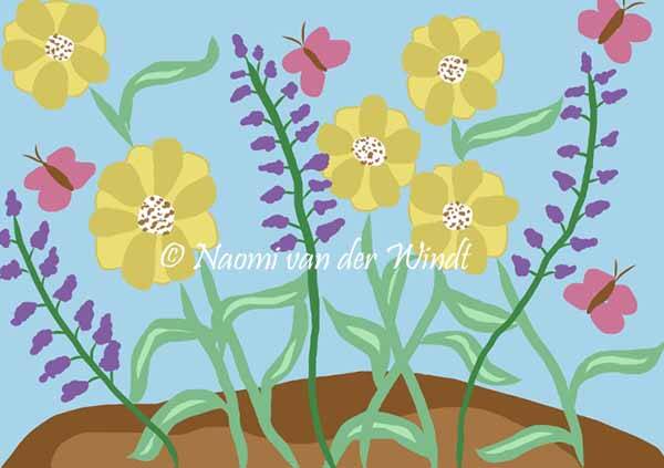 200 Vlinders en bloemen - dubbel gevouwen kunstkaart incl. envelop