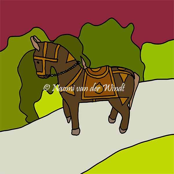 204 Paardje op het pad - kunstreproductie