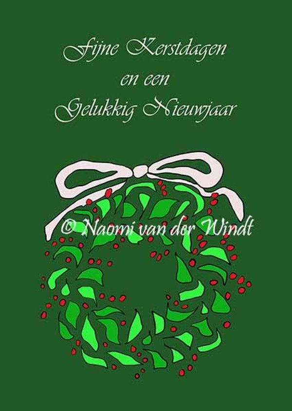 209 Kerstkrans- dubbel gevouwen kerstkaart incl. envelop