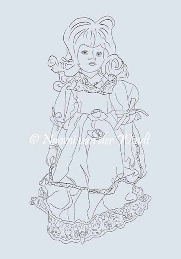 211 Pop in klassieke jurk - dubbel gevouwen kunstkaart incl. envelop