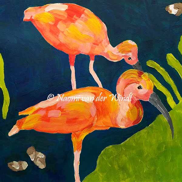 218 Tropische vogels - kunstreproductie